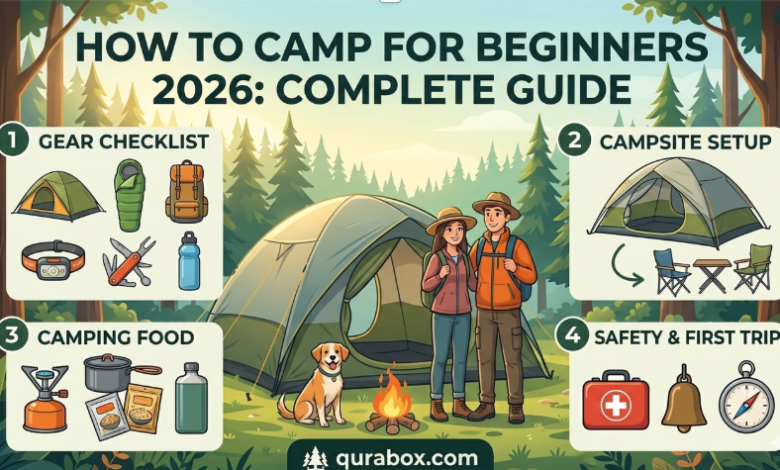 How to Camp for Beginners 2026: Complete Gear Checklist, Campsite Setup, Food, Safety & First Trip Guide
