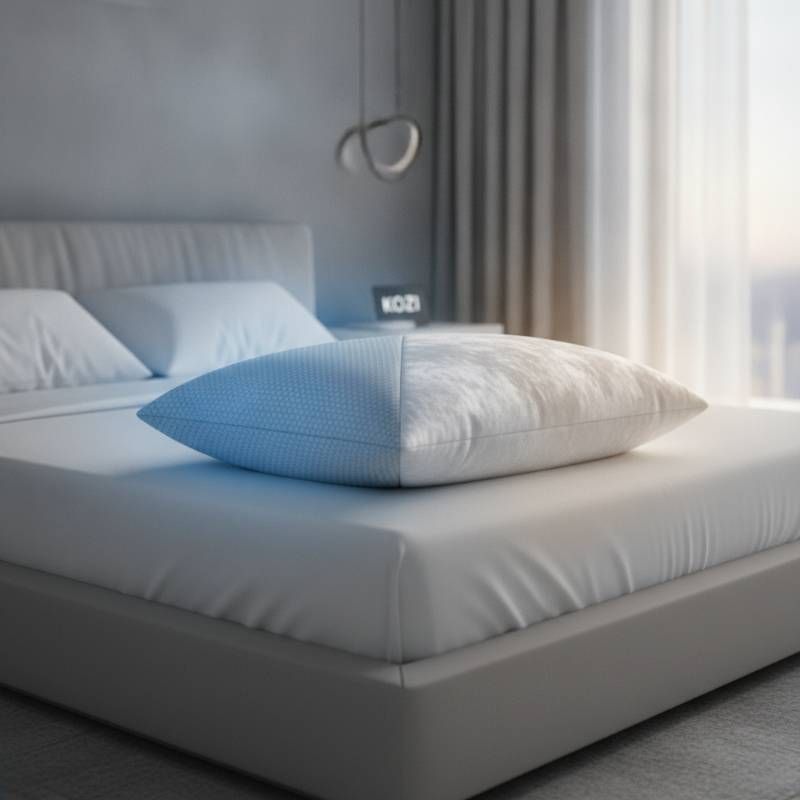 Cooling memory foam pillow with dual-sided cover.