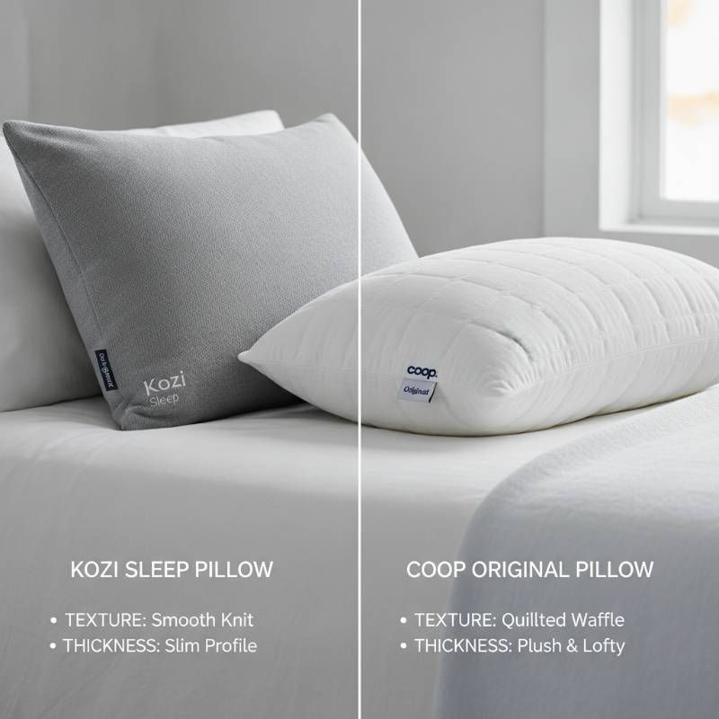 Comparison between Kozi Sleep Pillow and Coop Original Pillow.