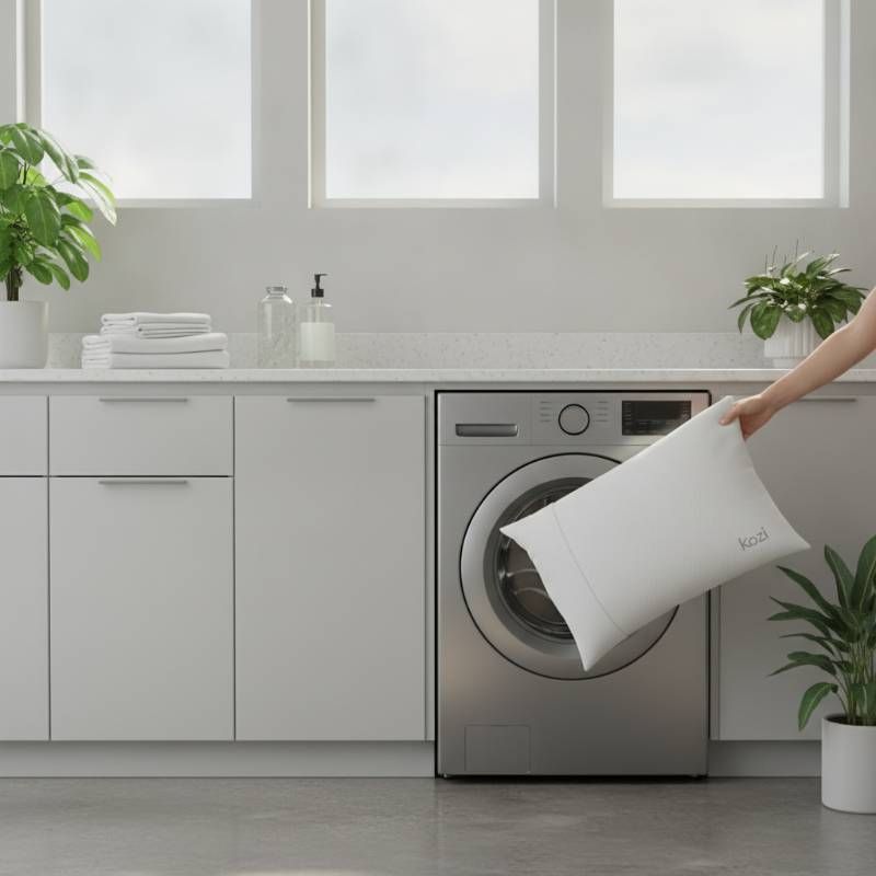 Washing the outer cover of the Kozi Sleep Pillow.