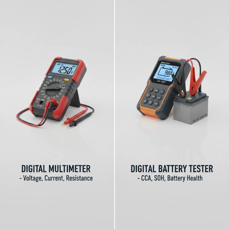 Comparing a multimeter and a dedicated car battery tester